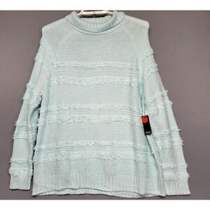 a.n.a A New Approach Sweater Womens 2XL XXL Light Blue Mock Neck Textured Knit